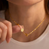 Women's Stainless Steel And Titanium Steel Geometric Sunflower Little Daisy Electroplated Necklace