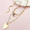 Women's Stainless Steel And Titanium Steel Heartshaped Star Pendant Multilayer Necklace With Electroplating