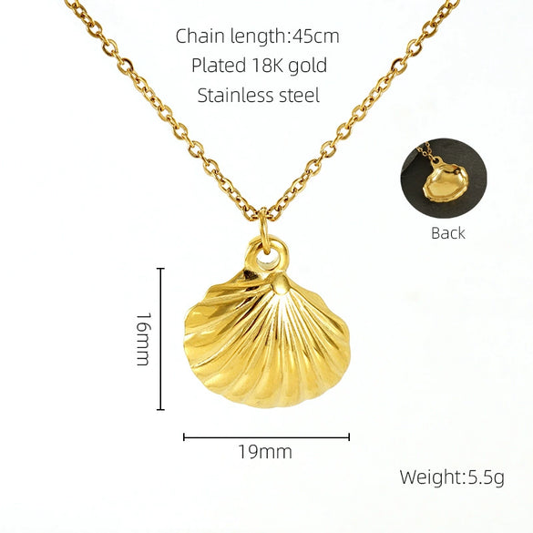 Women's 316L Stainless Steel And 316L Stainless Steel Irregular Shell Clavicle Chain Necklace With Geometric Pattern And Electroplating Treatment