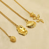 Women's 316L Stainless Steel And 316L Stainless Steel Irregular Shell Clavicle Chain Necklace With Geometric Pattern And Electroplating Treatment