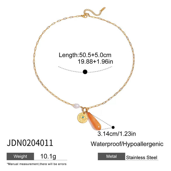 Women's Stainless Steel And Titanium Steel Jewelry Necklace With Electroplating Design