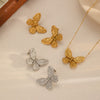Women's Stainless Steel And Titanium Steel Jewelry Set With Ball Chain Featuring Bear Pig Little Animal Pattern And Electroplating Technique
