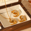 Women's Stainless Steel And Titanium Steel Jewelry With Dropshaped And Geometric Zircon Inlaid Pendant And Earrings