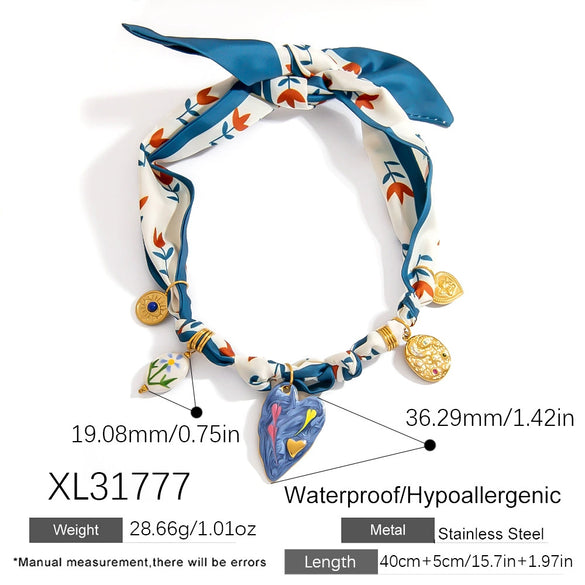 Women's Stainless Steel And Titanium Steel Jewelry With Electroplating Love Ceramic Pendant Necklace