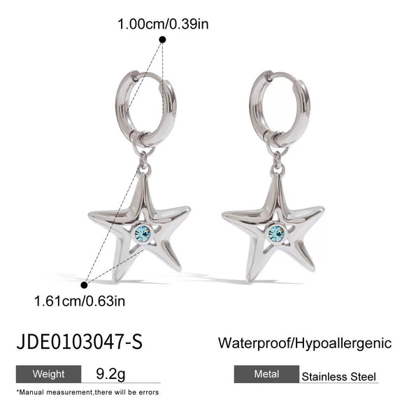 Women's Stainless Steel And Titanium Steel Jewelry With Geometric Pattern Of Stars Sun Moon Clouds Universe Electroplated Earrings And Necklace