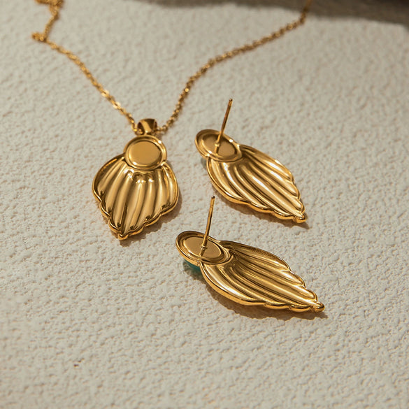 Women's Stainless Steel And Titanium Steel Jewelry With Plants Flowers Pattern And Electroplating Earrings And Necklaces