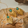 Women's Stainless Steel And Titanium Steel Jewelry With Plants Flowers Pattern And Electroplating Earrings And Necklaces