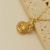 Women's 316L Stainless Steel And 316L Stainless Steel 18K Gold Plated Diamond Design Hollow Pendant Necklace With Ochain