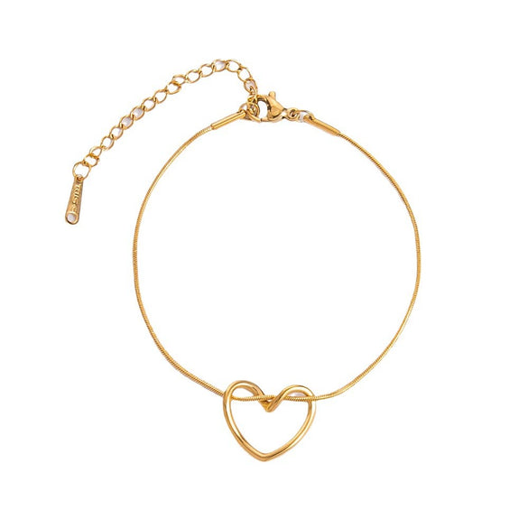 Women's Stainless Steel And Titanium Steel Love Necklace And Bracelet Set Simple Fashion Electroplated 18K Gold Highgrade Clavicle Chain