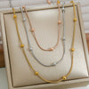 Women's Stainless Steel And Titanium Steel Multilayer Stitching Contrast Color Round Bead Necklace With U Shape Pattern And Electroplating Treatment