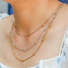 Women's Stainless Steel And Titanium Steel Multilayer Stitching Contrast Color Round Bead Necklace With U Shape Pattern And Electroplating Treatment
