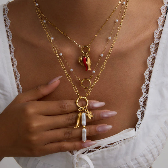 Women's Stainless Steel And Titanium Steel Necklace With Electroplating Light Luxury Niche Style