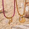Women's Stainless Steel And Titanium Steel Ocean Element Shell Colorful Rope Pendant Necklace With Animal And Zodiac Shapes And Electroplating Design Jewelry
