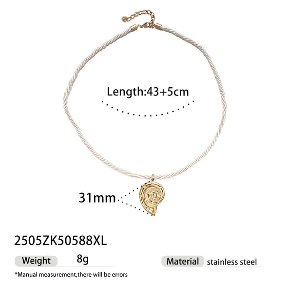Women's Stainless Steel And Titanium Steel Ocean Element Shell Colorful Rope Pendant Necklace With Animal And Zodiac Shapes And Electroplating Design Jewelry