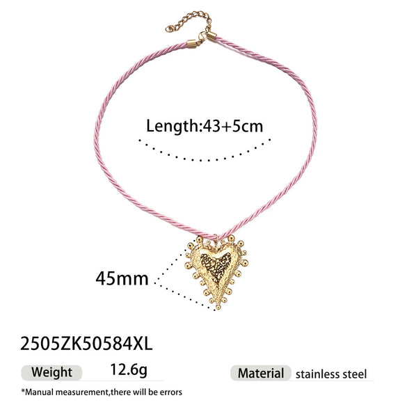Women's Stainless Steel And Titanium Steel Ocean Element Shell Colorful Rope Pendant Necklace With Animal And Zodiac Shapes And Electroplating Design Jewelry