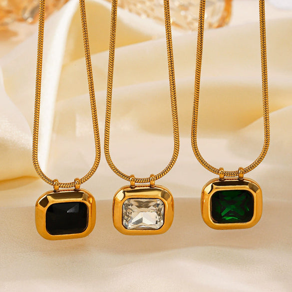 Women's Stainless Steel And Titanium Steel Square Geometric Clavicle Chain Necklace With Electroplating