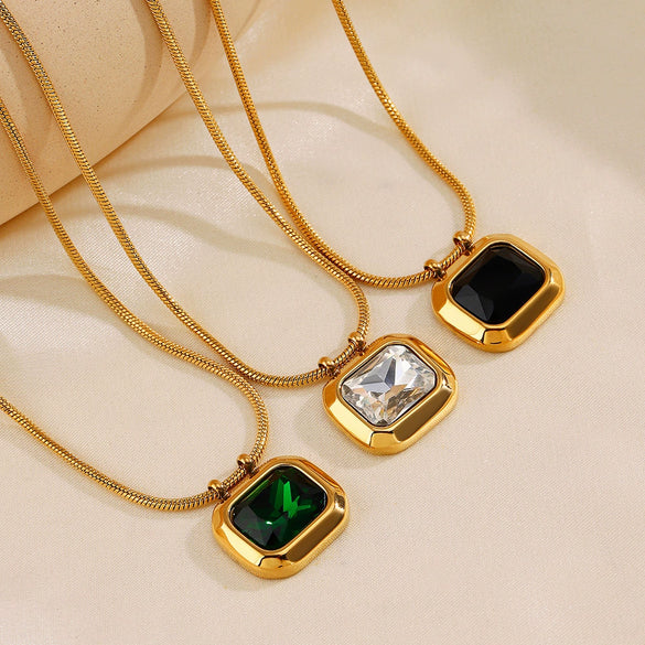 Women's Stainless Steel And Titanium Steel Square Geometric Clavicle Chain Necklace With Electroplating