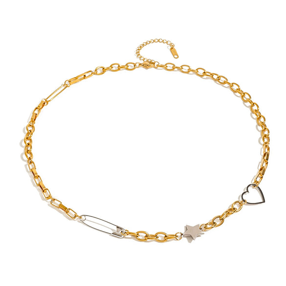 Women's Stainless Steel And Titanium Steel Star Pattern Electroplated Necklace