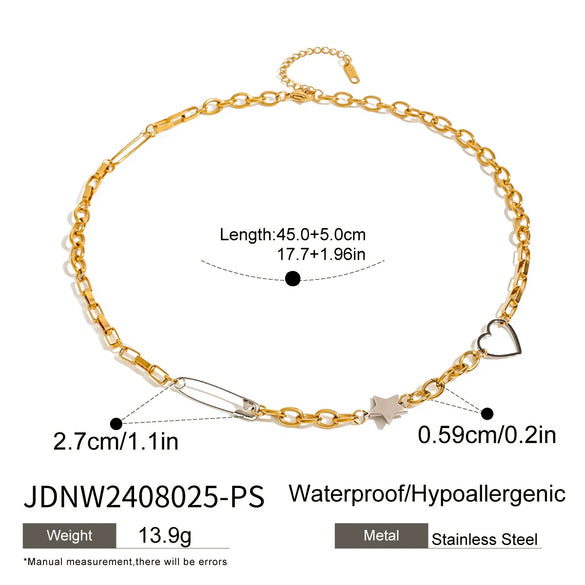 Women's Stainless Steel And Titanium Steel Star Pattern Electroplated Necklace