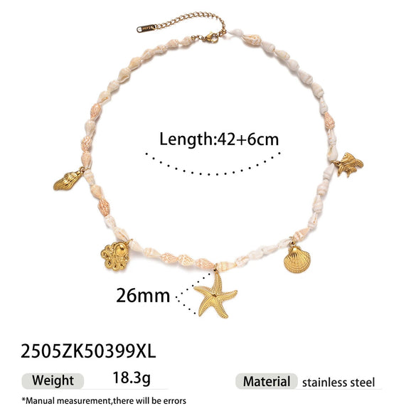 Women's Stainless Steel And Titanium Steel Starfish Crab Necklace With Electroplating Design