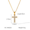 Women's Stainless Steel And Titanium Steel Twist Chain Double Layer Necklace With Cross Pendant And Geometric Pattern Inlaid With Tiger Eye Stone And Turquoise Earrings