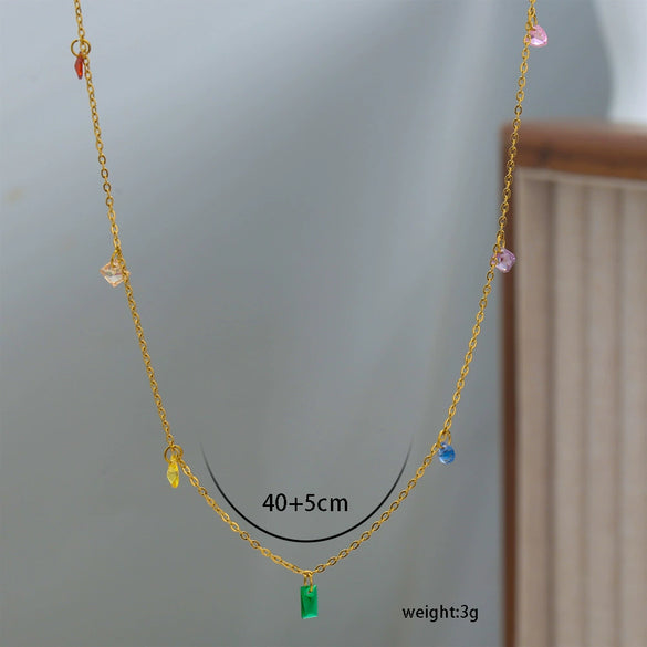 Women's Stainless Steel And Titanium Steel U Shape Pendant O Shaped Chain Necklace With Electroplating Simple Style