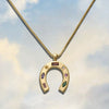 Women's Stainless Steel And Titanium Steel U Shaped Geometric Kaleidoscope Lucky Symbol Inlaid Zirconium Necklace With Furnace Vacuum Plating And Color Preservation