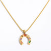 Women's Stainless Steel And Titanium Steel Ushaped Geometric Kaleidoscope Lucky Symbol Inlaid Zirconium Necklace With Vacuum Plating