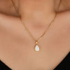 Women's Stainless Steel And Titanium Steel Water Drop Pendant Necklace With Imitation Opal Stone Geometric Style Electroplated