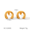 Women's Stainless Steel And Titanium Steel Water Wave Chain Ushaped Geometric Pendant Necklace And Earrings With Electroplating