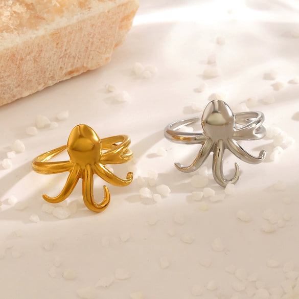 Women's Stainless Steel Animal Zodiac Jellyfish Beach Style Electroplated Ring