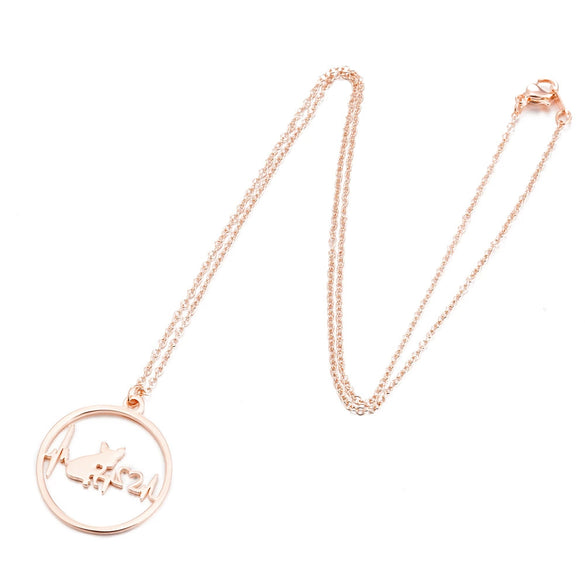 Women's Stainless Steel Animal Zodiac Pendant Necklace With Geometric Round Heart Design And Electroplated Finish