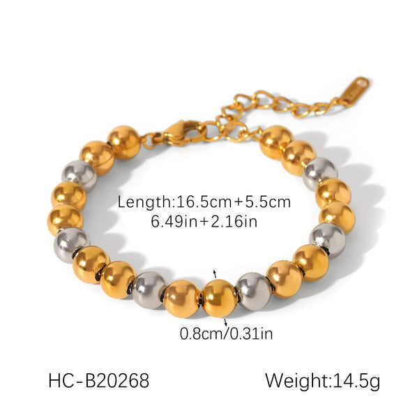 Women's Stainless Steel Ball Chain Geometric Pattern Electroplated Light Luxury Necklace And Bracelet