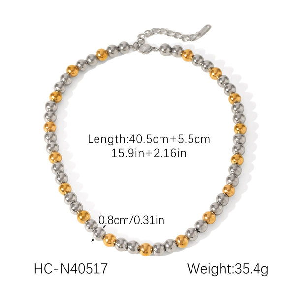 Women's Stainless Steel Ball Chain Geometric Pattern Electroplated Light Luxury Necklace And Bracelet