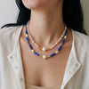 Women's Stainless Steel Bamboo Bead And Pearl Inlaid Geometric Necklace With 18K Gold Vacuum Plating