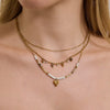 Women's Stainless Steel Beaded Cross Necklace With Natural Tiger Eye Stone Pendant And Geometric Pvd Gold Plated Chain