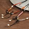 Women's Stainless Steel Beaded Necklace With Bow Knot Pearl And Acrylic Geometric Design 18K Vacuum Plated Light Luxury Jewelry