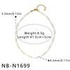 Women's Stainless Steel Beaded Necklace With Pearl And White Shell Accents Geometric Pattern And Vacuum Plated Finish