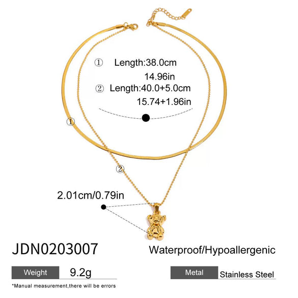 Women's Stainless Steel Bear Pendant Earrings Geometric Style Electroplated Light Luxury Niche Jewelry
