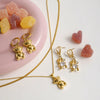 Women's Stainless Steel Bear Pendant Earrings Geometric Style Electroplated Light Luxury Niche Jewelry
