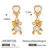 Women's Stainless Steel Bear Pendant Earrings Geometric Style Electroplated Light Luxury Niche Jewelry