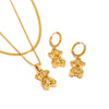 Women's Stainless Steel Bear Pendant Earrings Geometric Style Electroplated Light Luxury Niche Jewelry