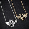 Women's Stainless Steel Bee Pendant Necklace With Cut Out Animal Design And Electroplated O Chain