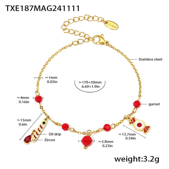 Women's Stainless Steel Bell Necklace And Bracelet Set With Electroplated Finish Light Luxury Fashion Jewelry