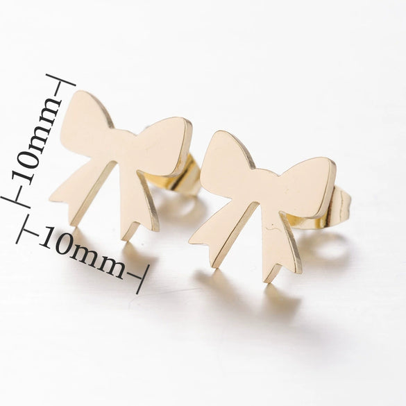 Women's Stainless Steel Bow Earrings Electroplated Fashion Jewelry With A Fresh And Sweet Style