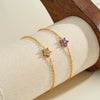 Women's Stainless Steel Bracelet With Floral Geometric Design Zircon Accents And 18K Vacuum Plated Finish