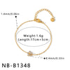 Women's Stainless Steel Bracelet With Floral Geometric Design Zircon Accents And 18K Vacuum Plated Finish