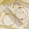 Women's Stainless Steel Bracelet With Floral Geometric Design Zircon Accents And 18K Vacuum Plated Finish