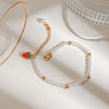 Women's Stainless Steel Bracelet With Fruit And Geometric Pattern And Strawberry Pendant Electroplated