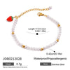 Women's Stainless Steel Bracelet With Fruit And Geometric Pattern And Strawberry Pendant Electroplated